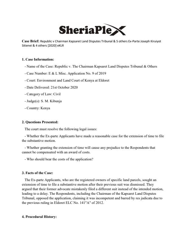Republic-v-Chairman-Kapsaret-Land-Disputes-Tribunal--5-others-Ex-Parte-Joseph-Kiruiyot-Sitienei--4-others-[2020]-eKLR-Case-Summary_2221_0.jpg